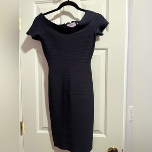 Herve Leger bodycon navy dress